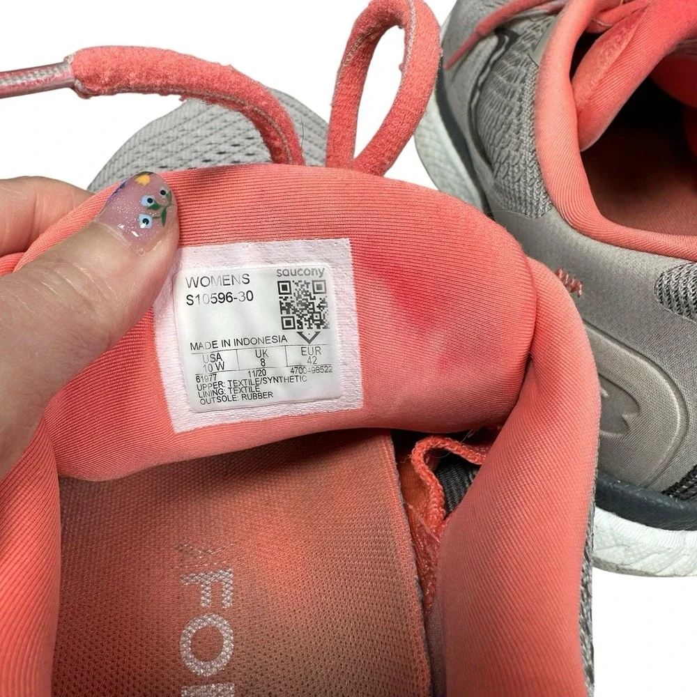 Saucony Women's Triumph 18 Moonrock Gray Coral White S10596-30 US Sz 10 PWRRUN+